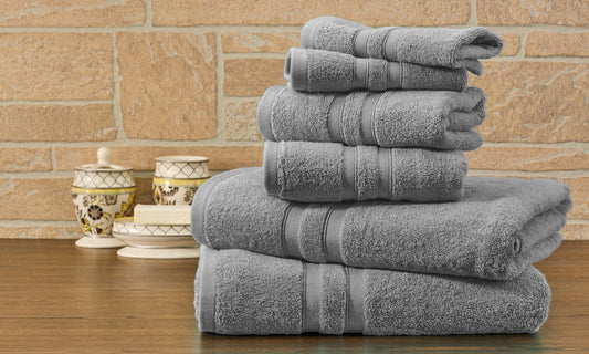 Solid Charcoal 6 Piece Egyptian Cotton Towel Set