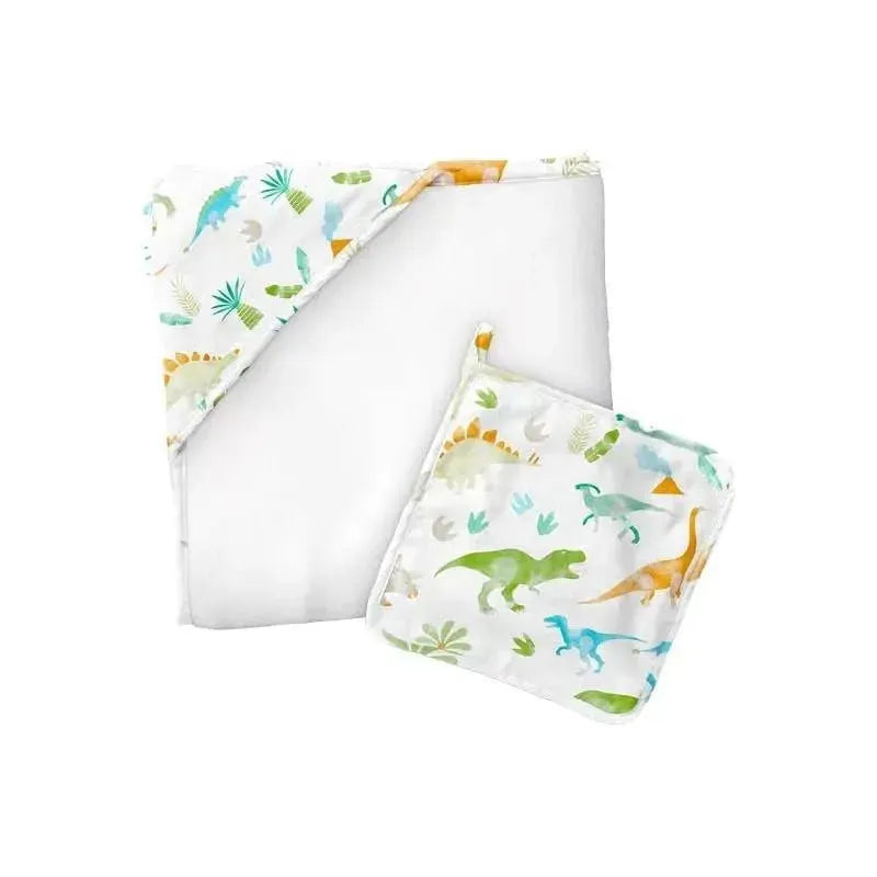 Stephen Joseph - Muslin Hooded Towel With Washcloth, Dino