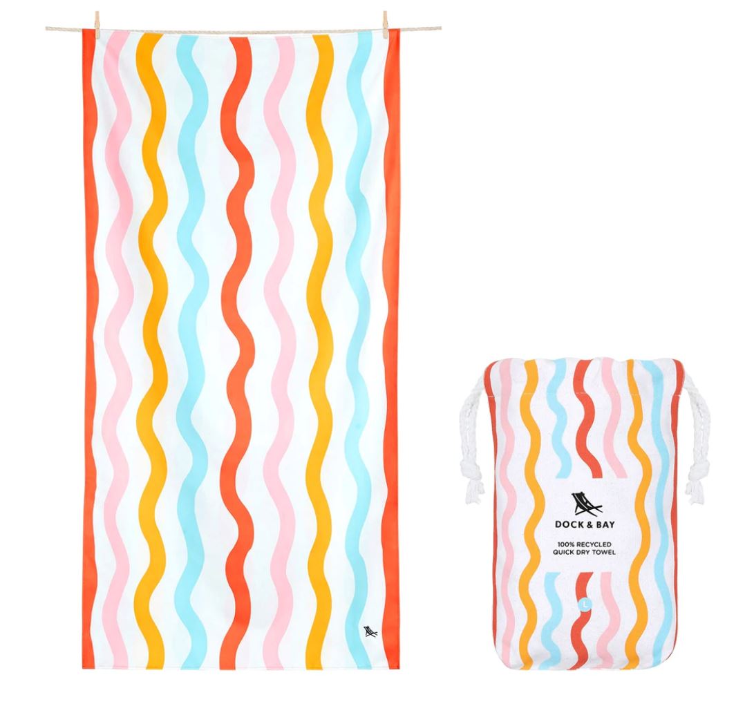 Summer Cabana Quick Dry Towel - Large Beach Towels Dock and Bay Squiggle