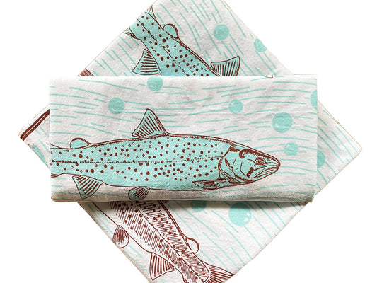 Trout & Flies Tea Towel