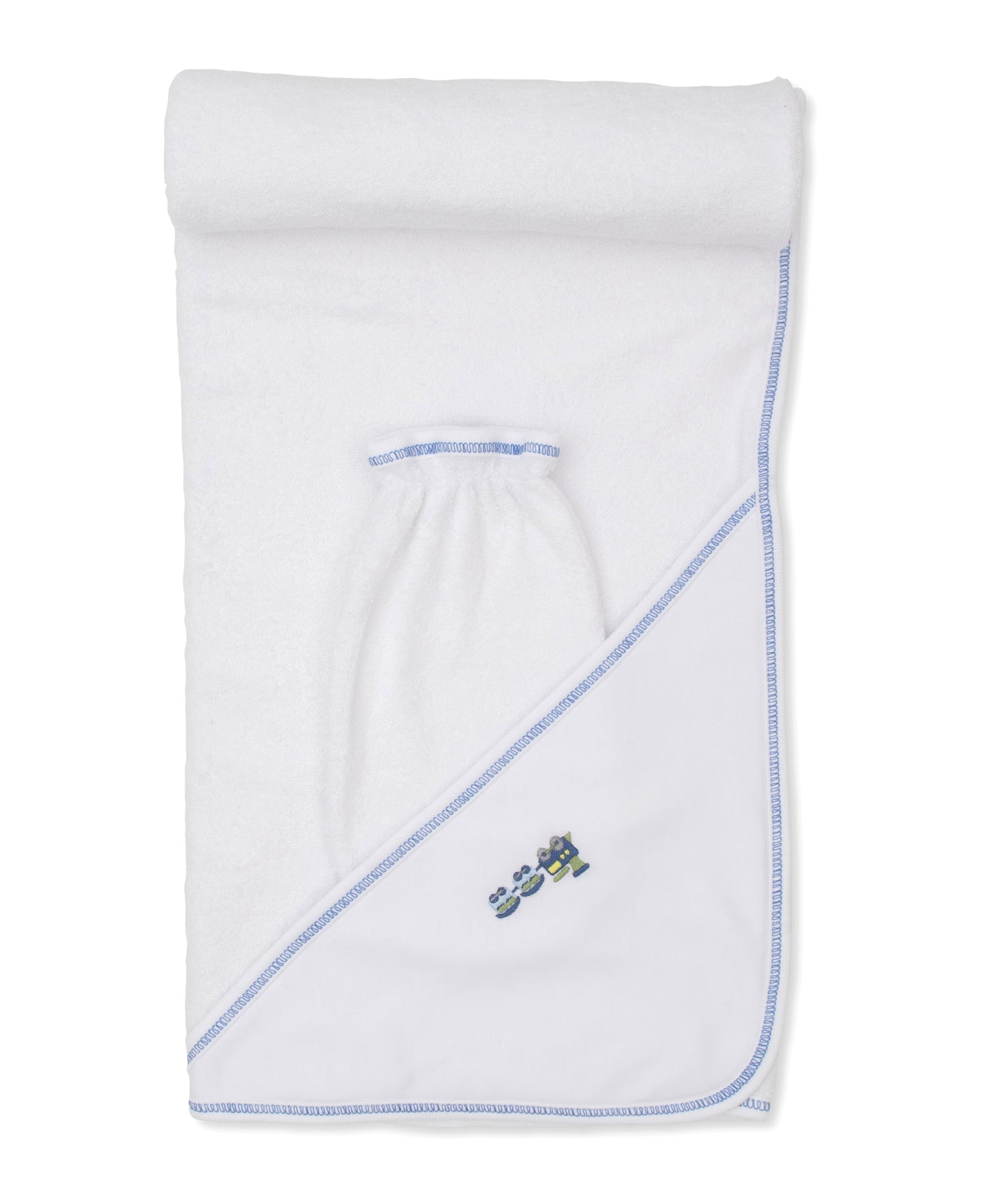 Train Depot Hooded Towel with Mitt Set