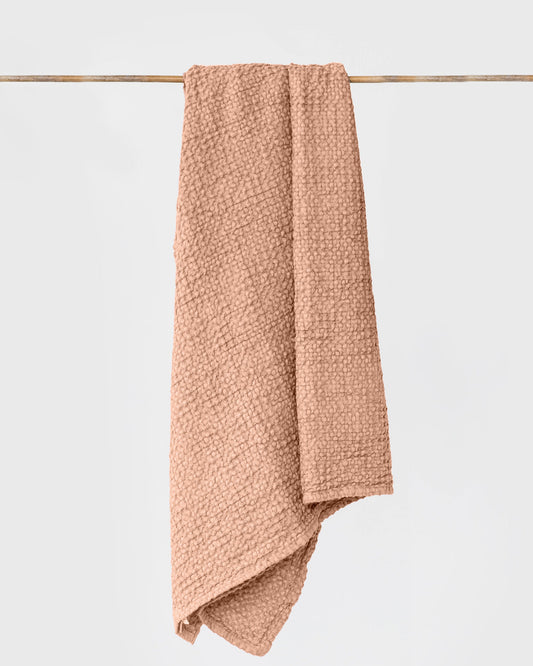 Waffle Bath Towel in Peach